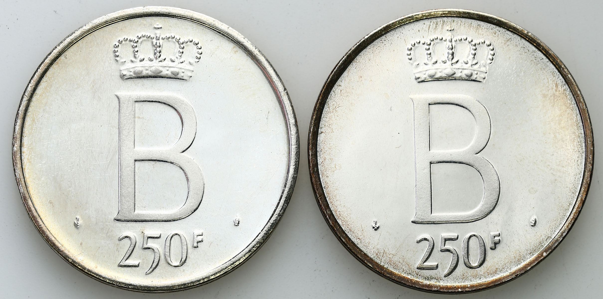 Belgia. 250 franków 1976, zestaw 2 monet